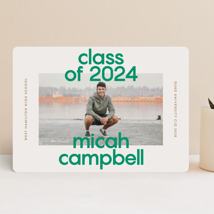"School Color Duo" - Graduation Announcements in Grass by Jackie Crawford - Front