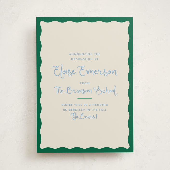 "Augusta" - Graduation Announcements in Tide by Megan Davis - Front