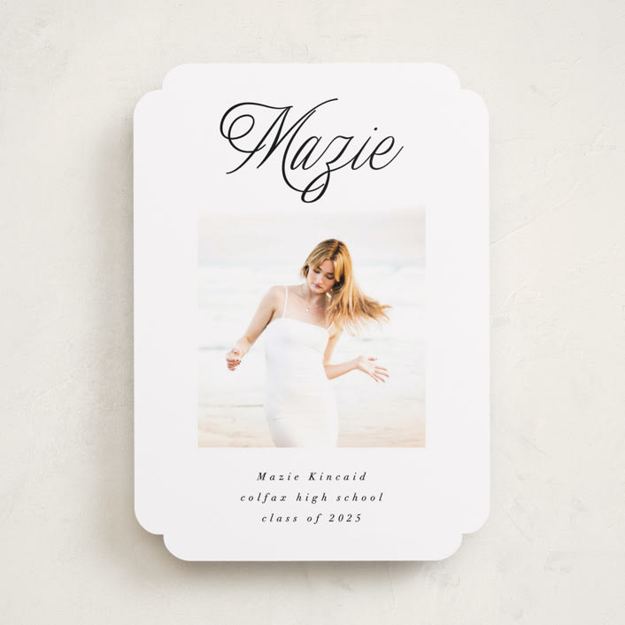 "Minimal Flourish" - Graduation Announcements in Noir by AK Graphics - Front
