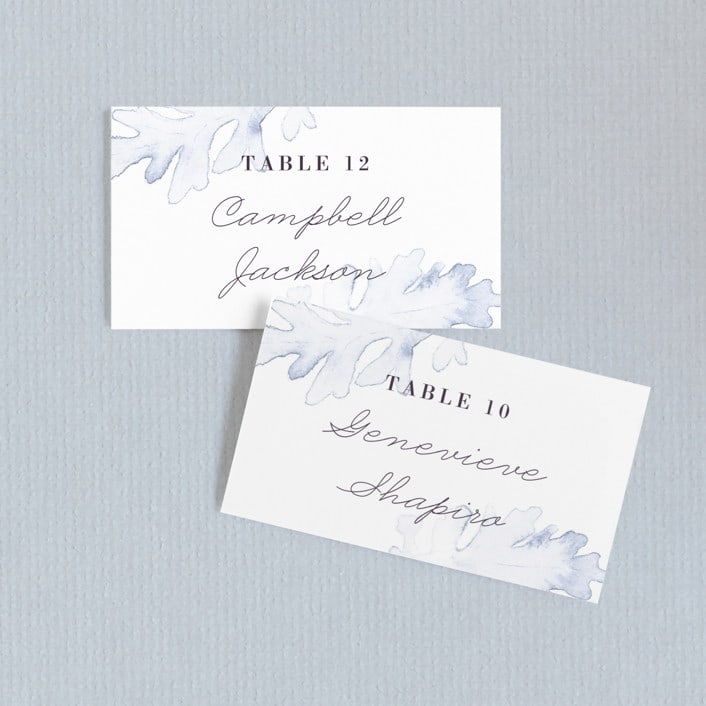 "Evening Bloom" - Place Cards in Eggplant by Snow and Ivy - Front with Free Guest Printing