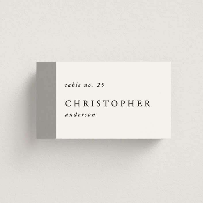 "Portrait" - Place Cards in Platinum by Heather Schertzer - Front with Free Guest Printing