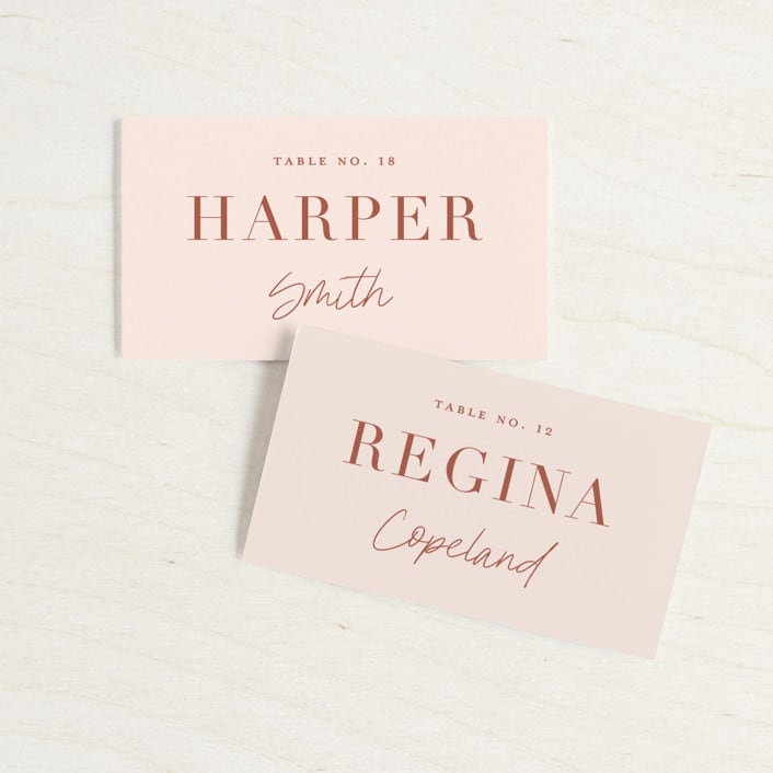 "Classic refresh" - Place Cards in Peaches by Stacey Meacham - Front with Free Guest Printing