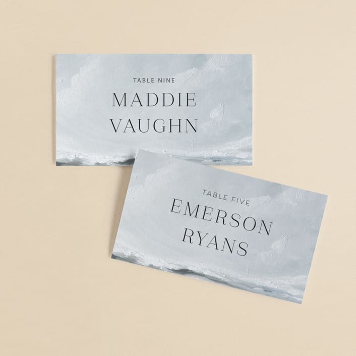 "Water's Edge" - Place Cards in Cloud by Nicoletta Savod - Front with Free Guest Printing