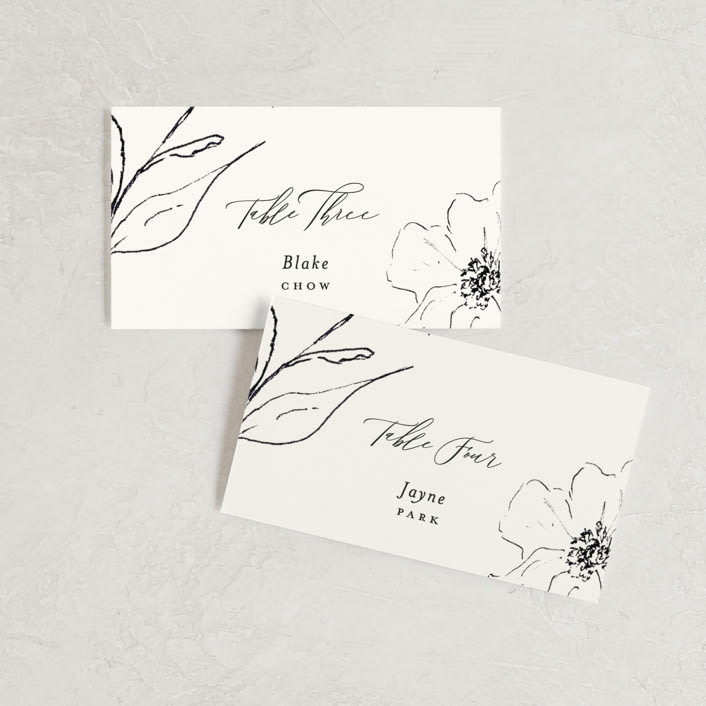 "Elysium" - Place Cards in Linen by Design Lotus - Front with Free Guest Printing