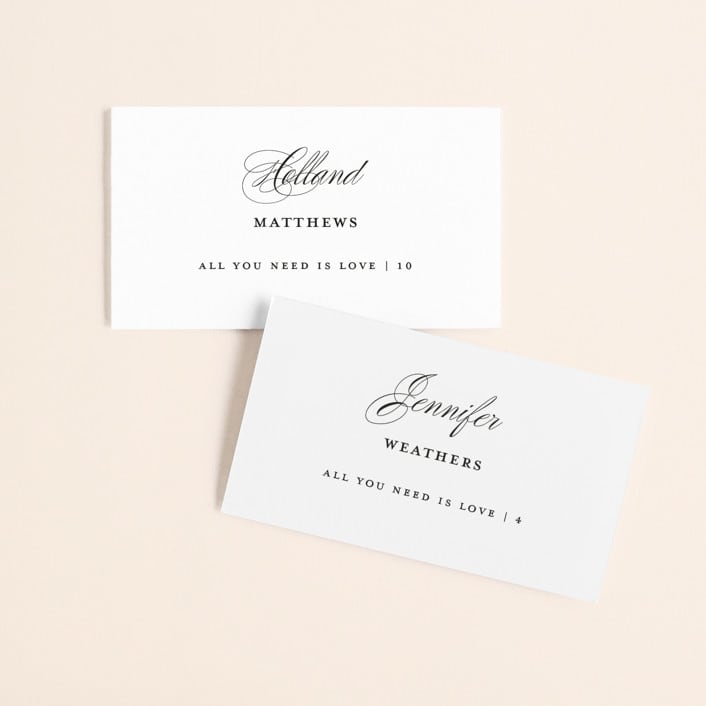 "Gracefully" - Place Cards in Black Tie by Laura Hamm - Front with Free Guest Printing
