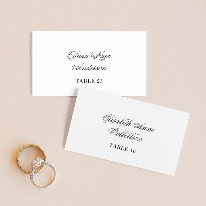 "Elegant Initials" - Place Cards in Smoke by Sandra Picco Design - Front with Free Guest Printing