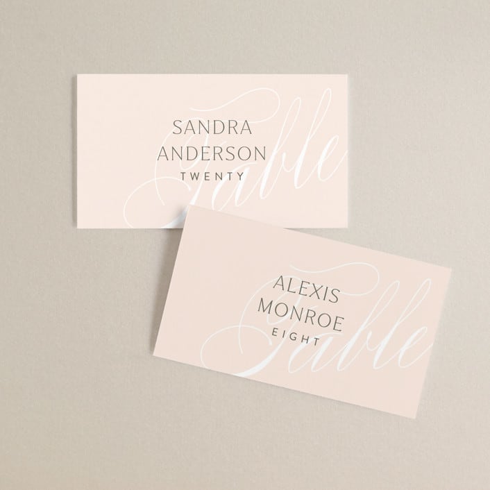 "Classic Lux" - Place Cards in Blush by Stacey Day - Front with Free Guest Printing