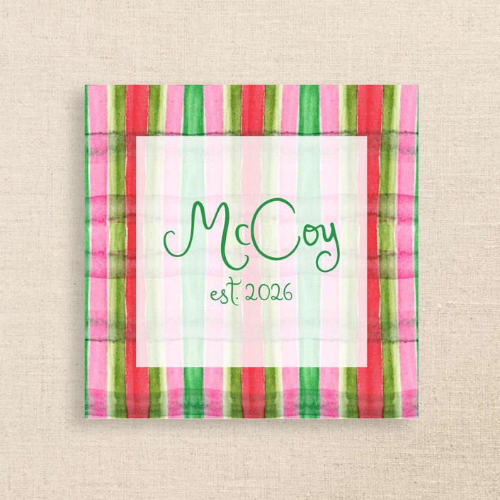 "Striped Bow Personalized Cocktail Napkins" - Party Napkins in multicolor by Papel Custom Design