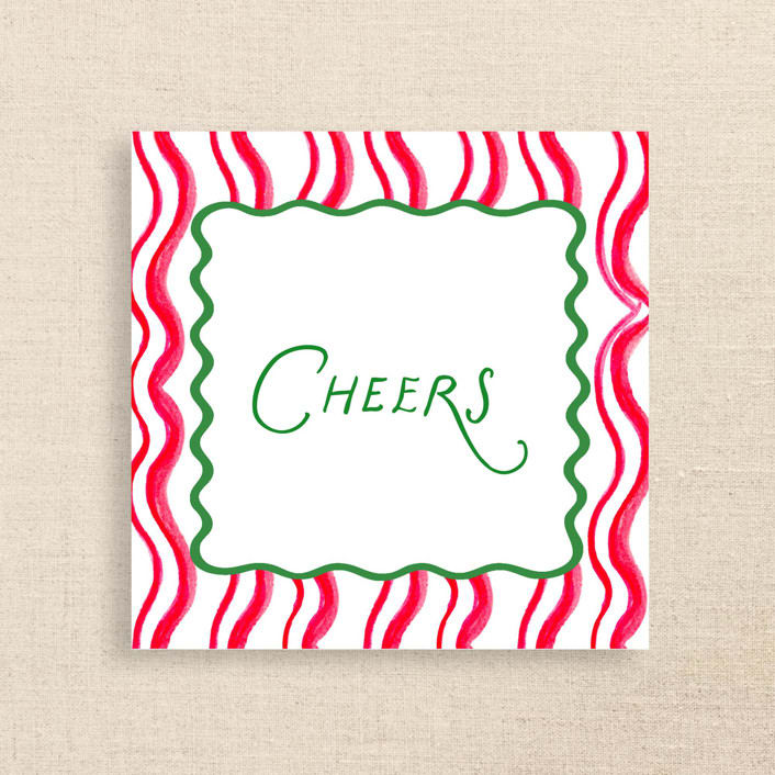 "Cheers Striped Personalized Cocktail Napkins " - Party Napkins in multicolor by Papel Custom Design