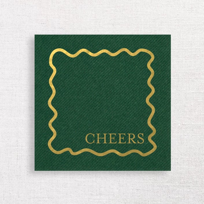 "Cheers Holiday Premium Cocktail Napkins" - Party Napkins in green by Papel Custom Design