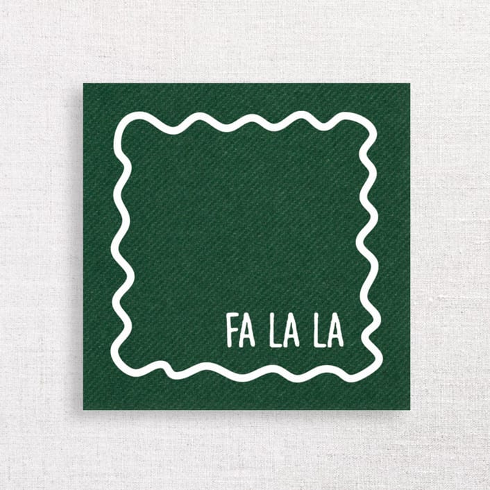 "Fa La La Holiday Premium Cocktail Napkins" - Party Napkins in green by Papel Custom Design