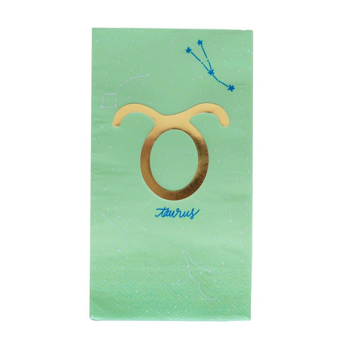 "Zodiac Taurus Guest Napkins - Set of 16" - Party Napkins in green by Jollity and Co