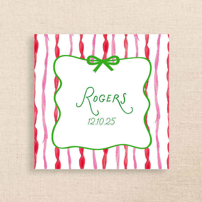 "Fun Holiday Striped Name Personalized Cocktail Napkins" - Party Napkins in multicolor by Papel Custom Design