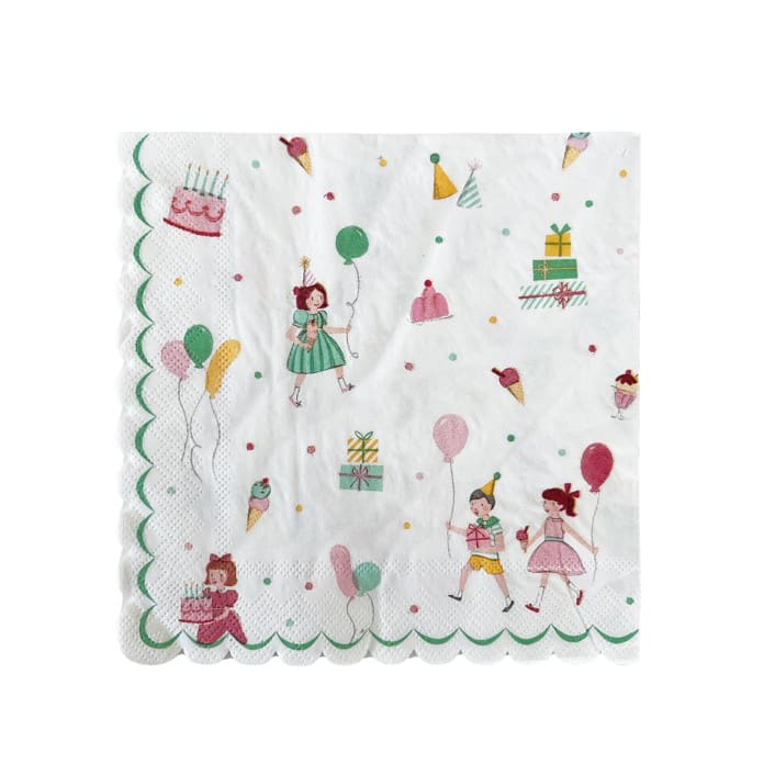"It's a Party Large Vintage Napkins - Set of 20" - Party Napkins in white by Jollity and Co