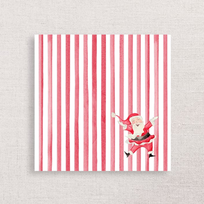 "Jolly Santa Premium Holiday Cocktail Napkins" - Party Napkins in red by Papel Custom Design