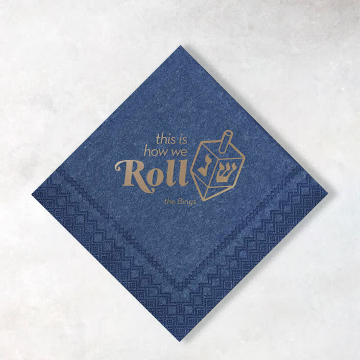 "Custom This Is How We Roll Napkin, cocktail size, set of 100" - Party Napkins in blue by ForYourParty