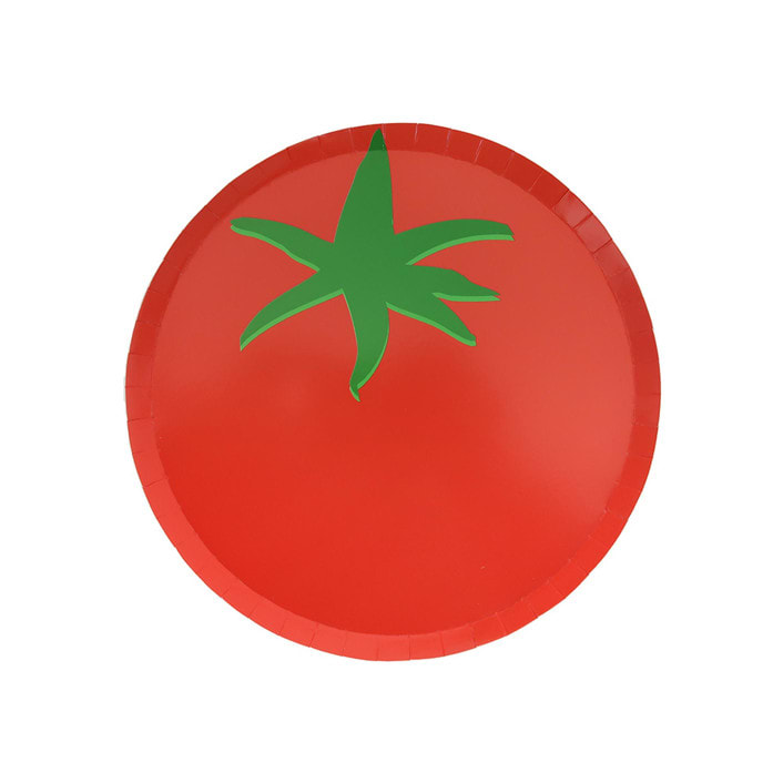 "Le Dinner Tomato Dessert Plates - Set of 8" - Party Plates and Bowls in red by Jollity and Co