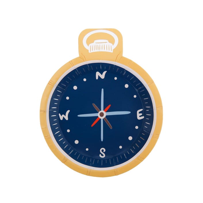 "Camp Explorer Compass Small Plates - Set of 8" - Party Plates and Bowls in blue by Jollity and Co