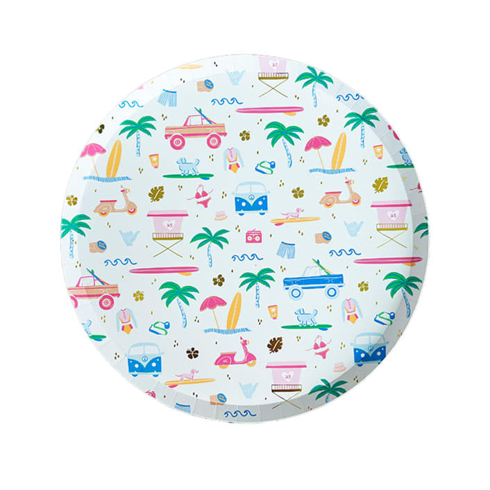 "Surf's Up Large Plates - Set of 8" - Party Plates and Bowls in multicolor by Jollity and Co