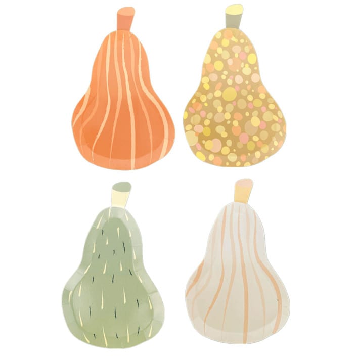 "Gourd Dessert Plates - Set of 8" - Party Plates and Bowls in multicolor by Jollity and Co
