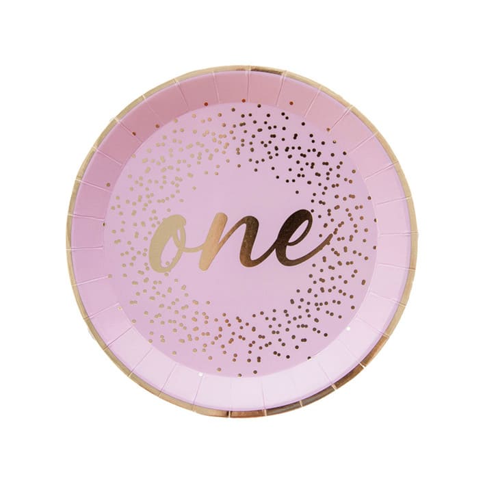 "Pink Onederland Dessert Plates - Pack of 8" - Party Plates and Bowls in pink by Jollity and Co