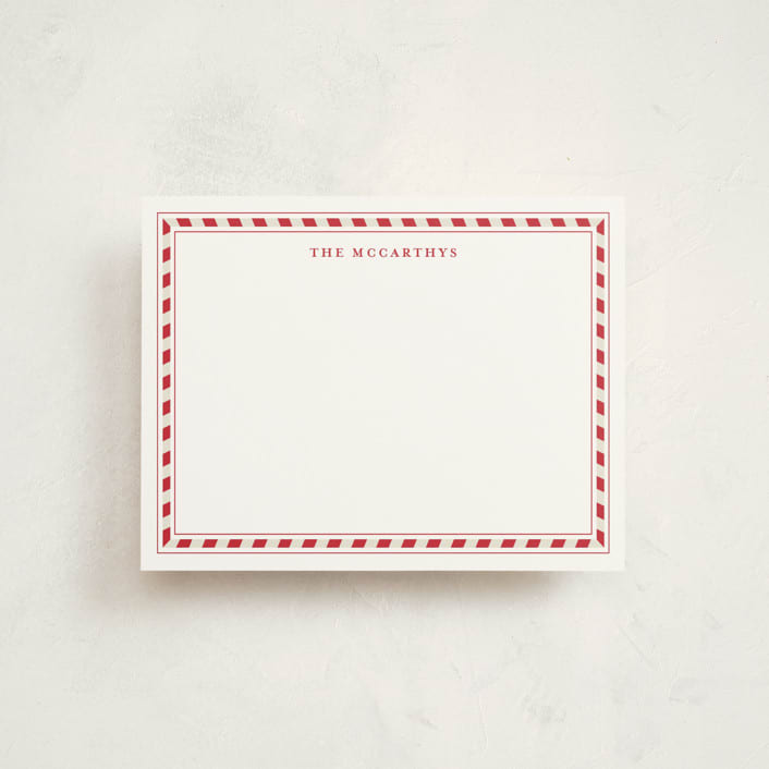 "Sweet Peppermint Frame" - Personalized Stationery Cards in Candy Cane by Alston Foster - Front