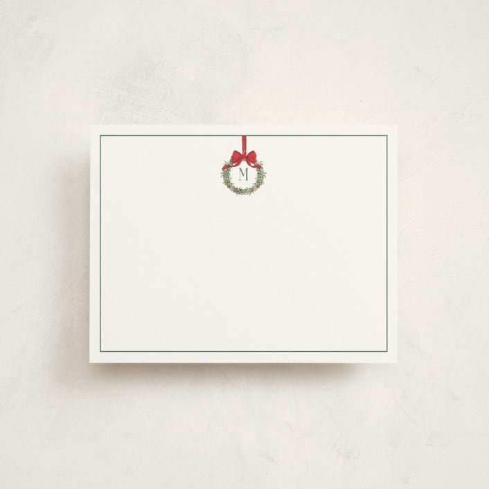 "Winter Monogram" - Personalized Stationery Cards in Wreath by Petra Kern - Front