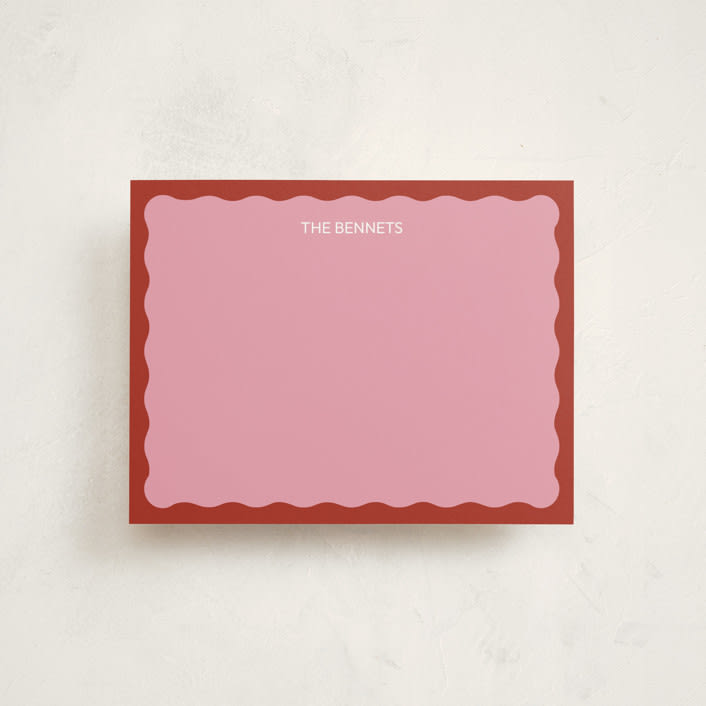 "Color Wave" - Personalized Stationery Cards in Raspberry by Helena Vitto - Front