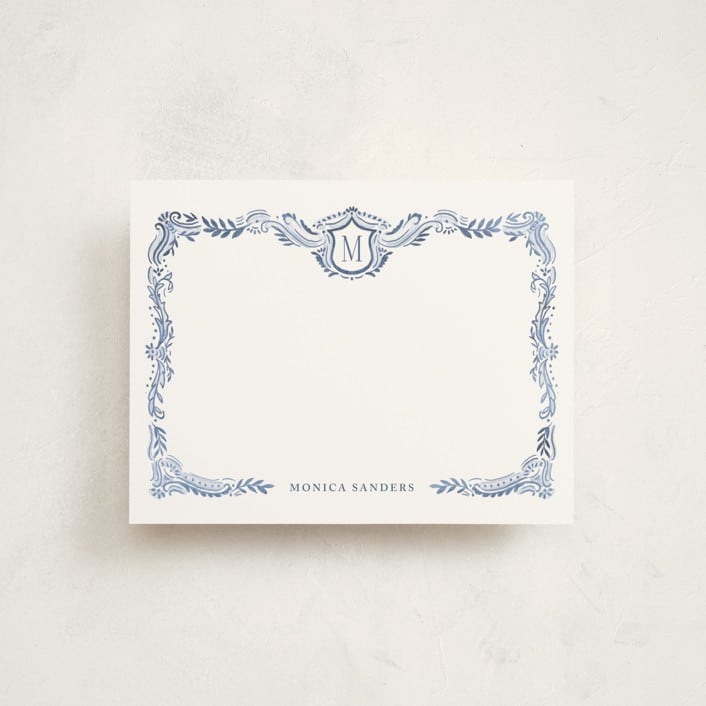 "Fresco" - Personalized Stationery Cards in Bluebell by Petra Kern - Front