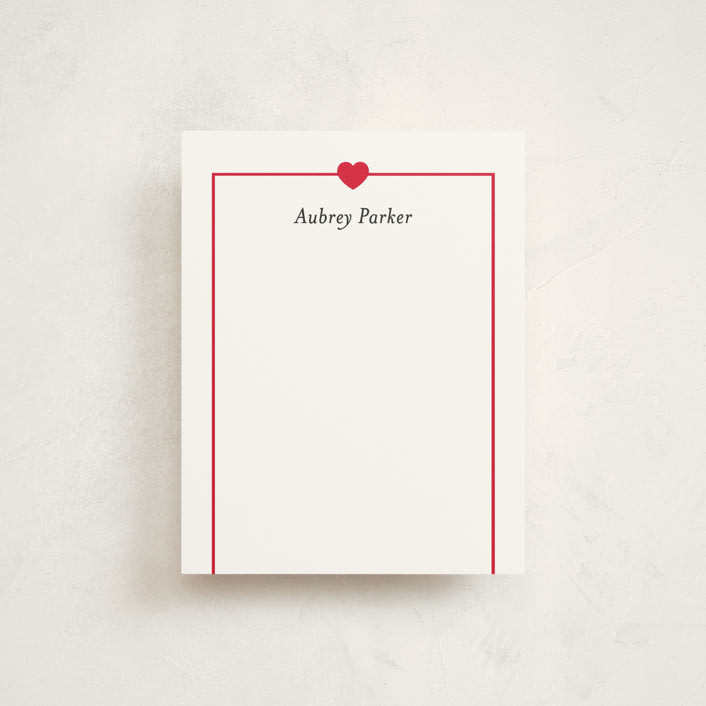 "Simple Heart" - Personalized Stationery Cards in Cherry by AK Graphics - Front