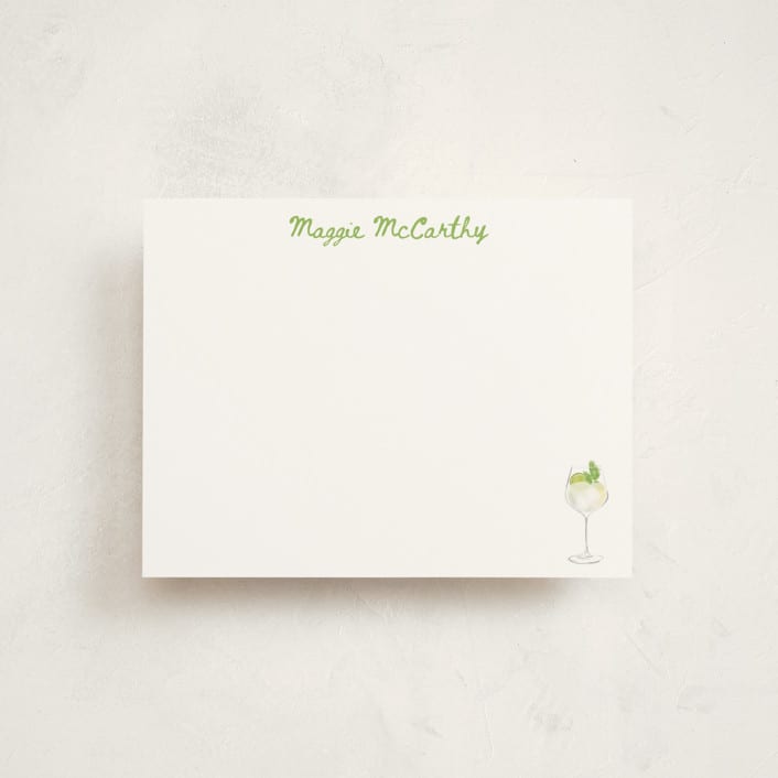 "Hugo Spritz (add-on)" - Personalized Stationery Cards in Lime by Baumbirdy - Front