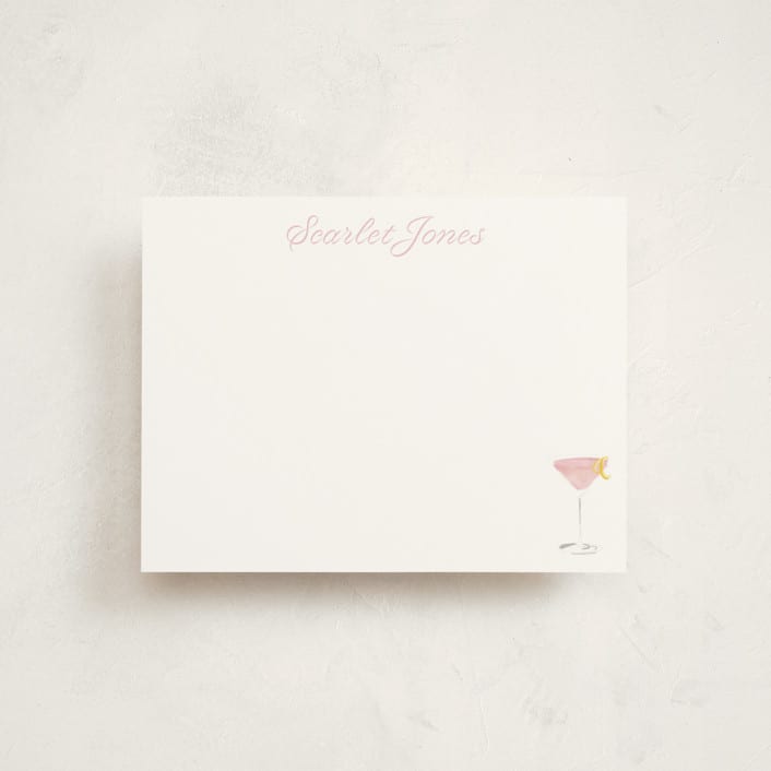 "Cosmopolitan (add-on)" - Personalized Stationery Cards in Grapefruit by Baumbirdy - Front