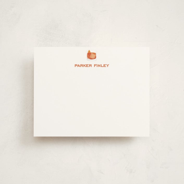 "Negroni (add-on)" - Personalized Stationery Cards in Tangerine by Baumbirdy - Front