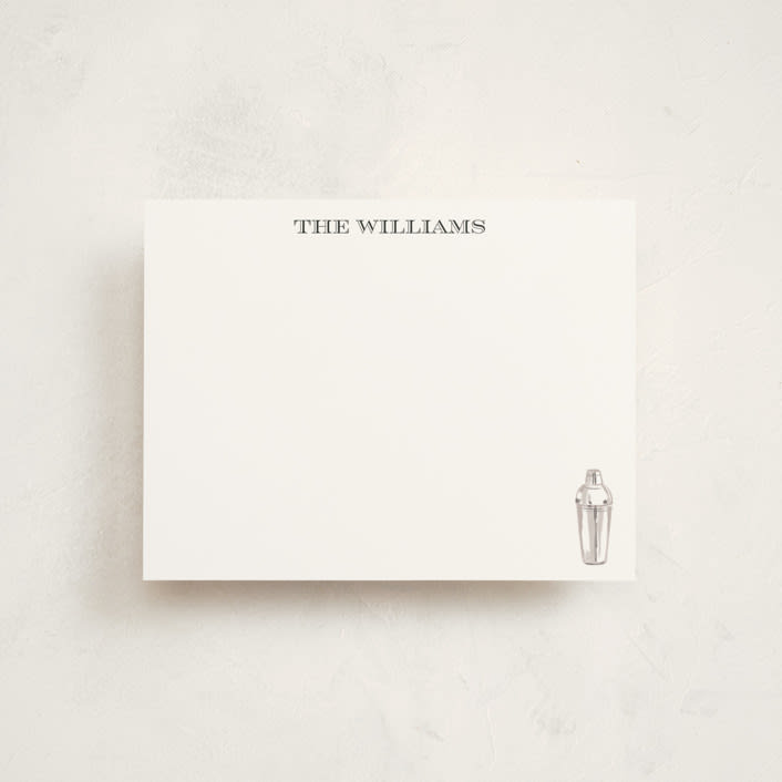 "Cocktail Shaker (add-on)" - Personalized Stationery Cards in Coal by Baumbirdy - Front