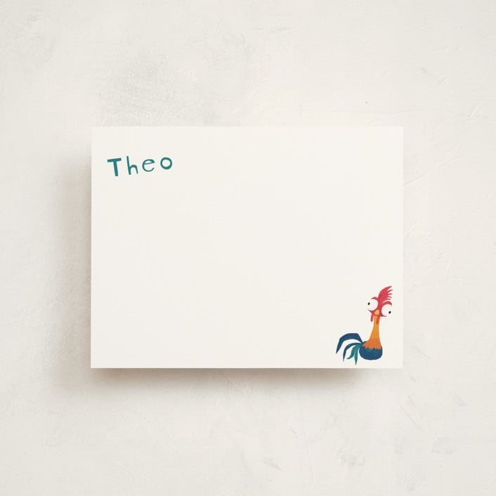 "Disney's Moana Hei Hei" - Personalized Stationery Cards in Cotton by Kristen Knechtel - Front