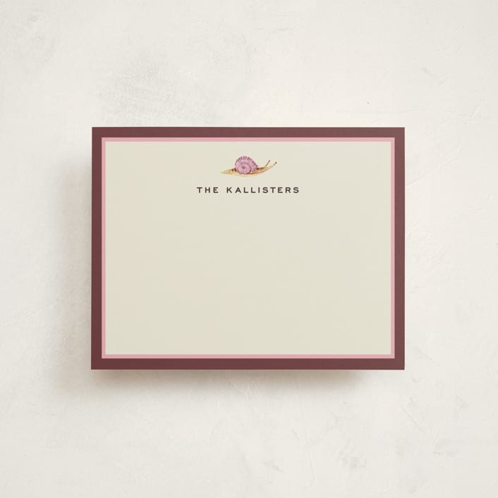 "Snail Mail" - Personalized Stationery Cards in Raspberry by Pati Cascino - Front
