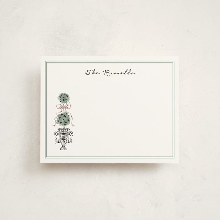"Hand illustrated Garden Gate" - Personalized Stationery Cards in Forest by Jackie Crawford - Front