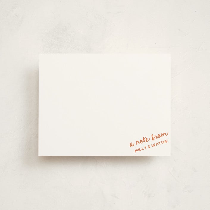 "Imprint" - Personalized Stationery Cards in Tangerine by Jelena Vuletic - Front