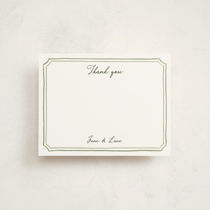 "Handwritten" - Personalized Stationery Cards in Moss by Cass Loh - Front