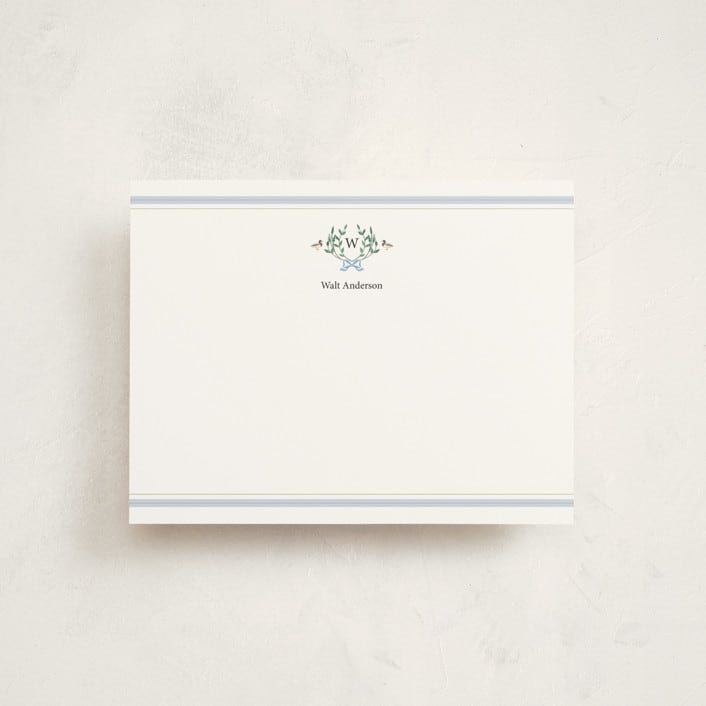 "Southern Mallard Duck" - Personalized Stationery Cards in Powder by Rebecca Marchese - Front