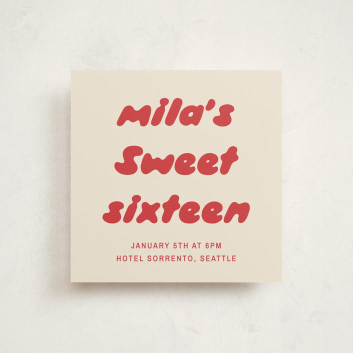 "Bubble Gum" - Sweet Sixteen Party Invitations in Cherry by Ani Somi - Front