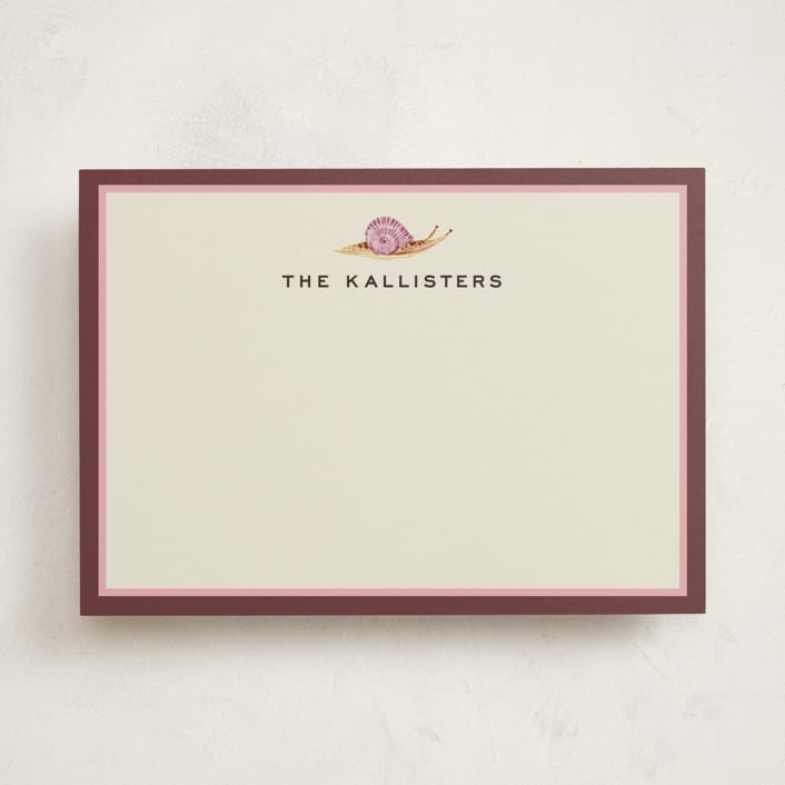 "Snail Mail" - Personalized Stationery Cards in Raspberry by Pati Cascino - Front