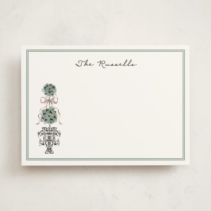 "Hand illustrated Garden Gate" - Personalized Stationery Cards in Forest by Jackie Crawford - Front