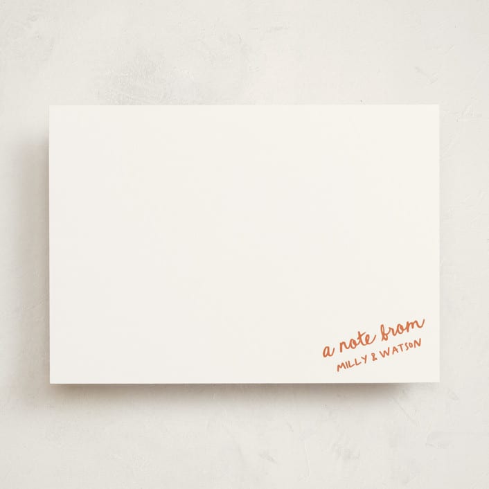 "Imprint" - Personalized Stationery Cards in Tangerine by Jelena Vuletic - Front