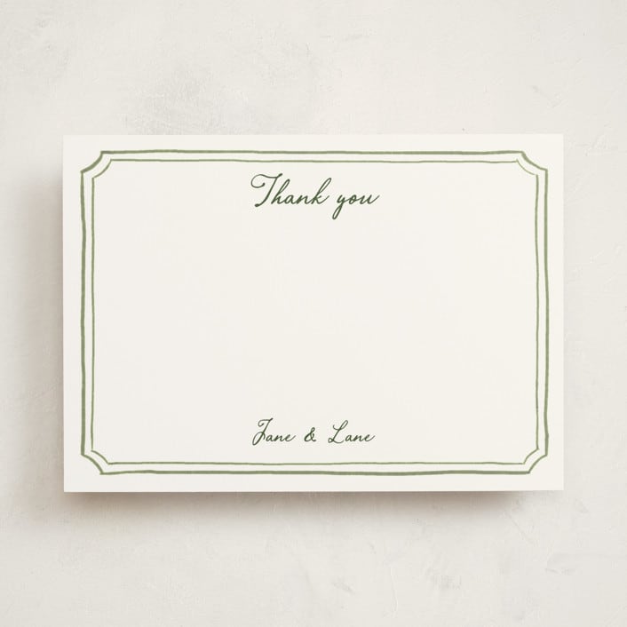 "Handwritten" - Personalized Stationery Cards in Moss by Cass Loh - Front