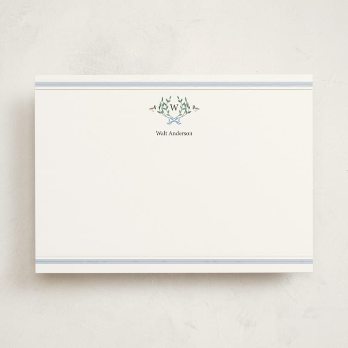 "Southern Mallard Duck" - Personalized Stationery Cards in Powder by Rebecca Marchese - Front
