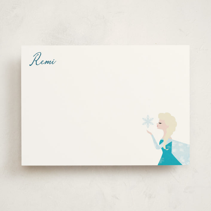 "Elsa's Snowflakes" - Personalized Stationery Cards in Frost by Holly Whitcomb - Front