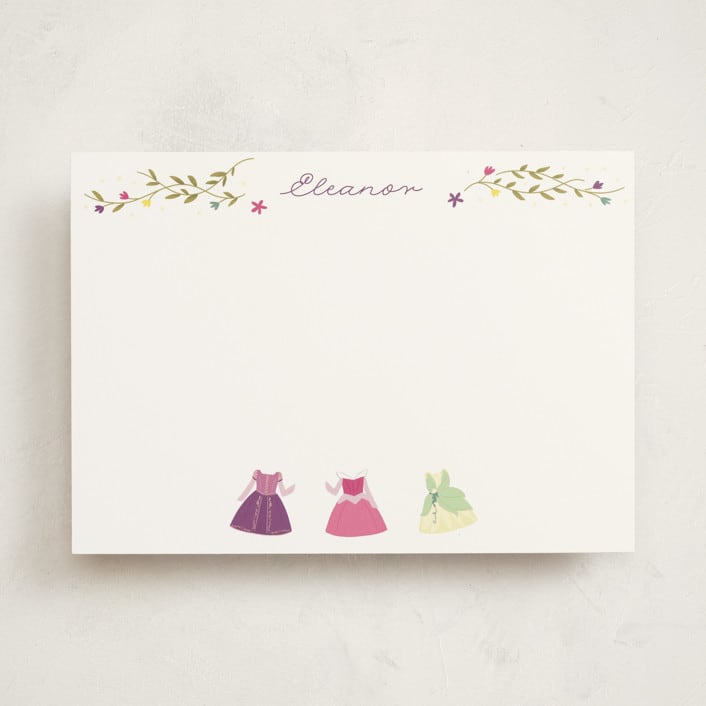 "Princess Party" - Personalized Stationery Cards in Silk by JeAnna Casper - Front
