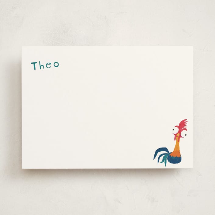 "Disney's Moana Hei Hei" - Personalized Stationery Cards in Cotton by Kristen Knechtel - Front