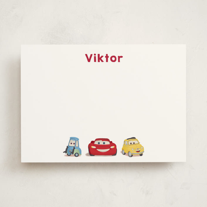 "DIsney Pixar Cars Lightning McQueen and Friends" - Personalized Stationery Cards in Cloud by tinaleeart - Front